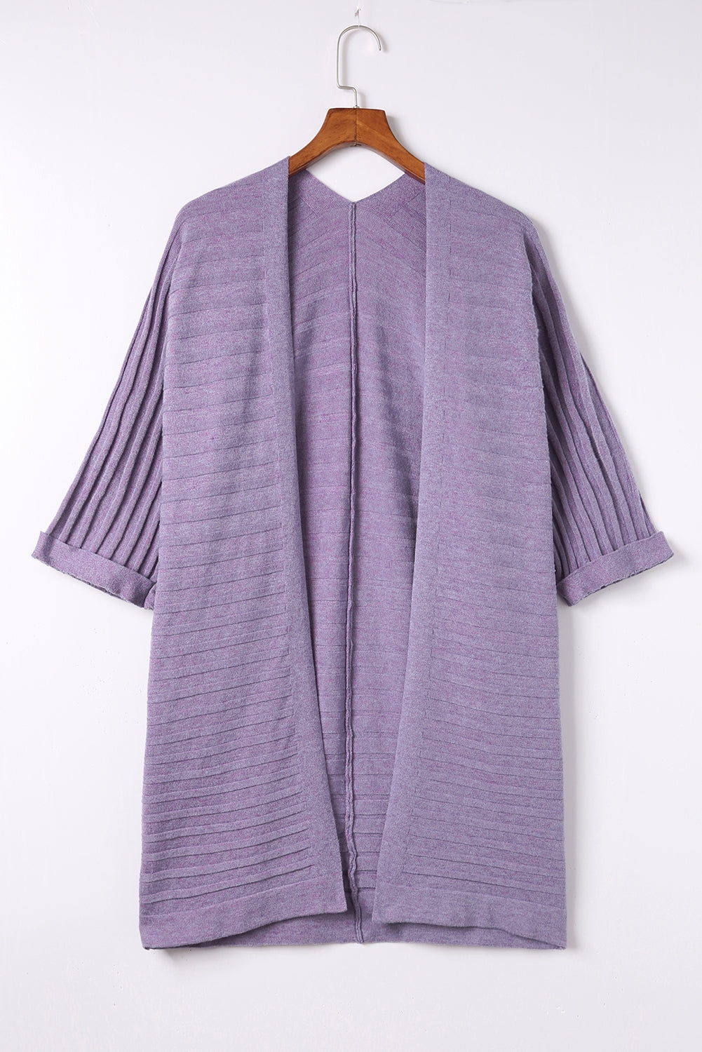 Red Ribbed Open Front Knit Cardigan