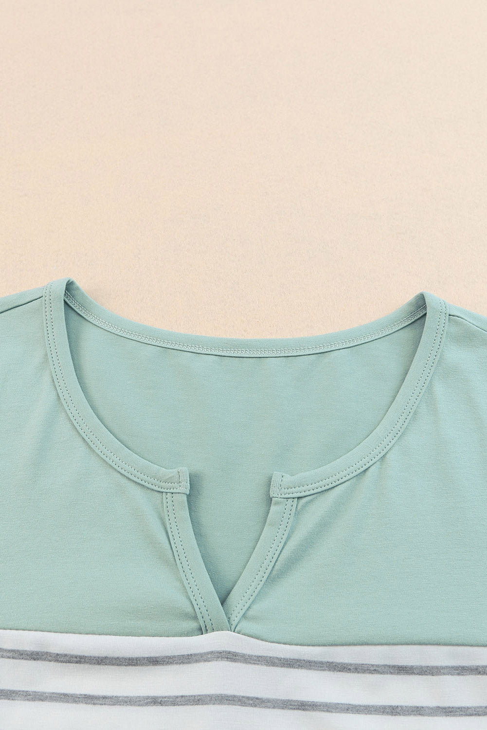 Green Contrast Striped Plus Size Short Sleeve Tee
