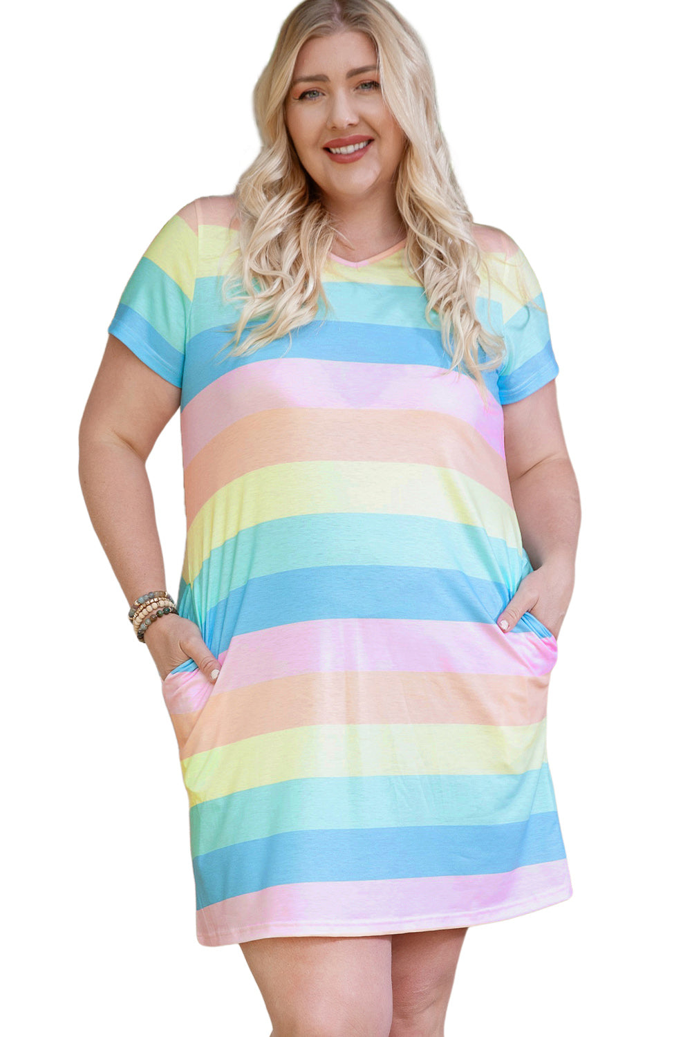 Multicolor Striped Print Tied Shoulder Flowy Tank Top