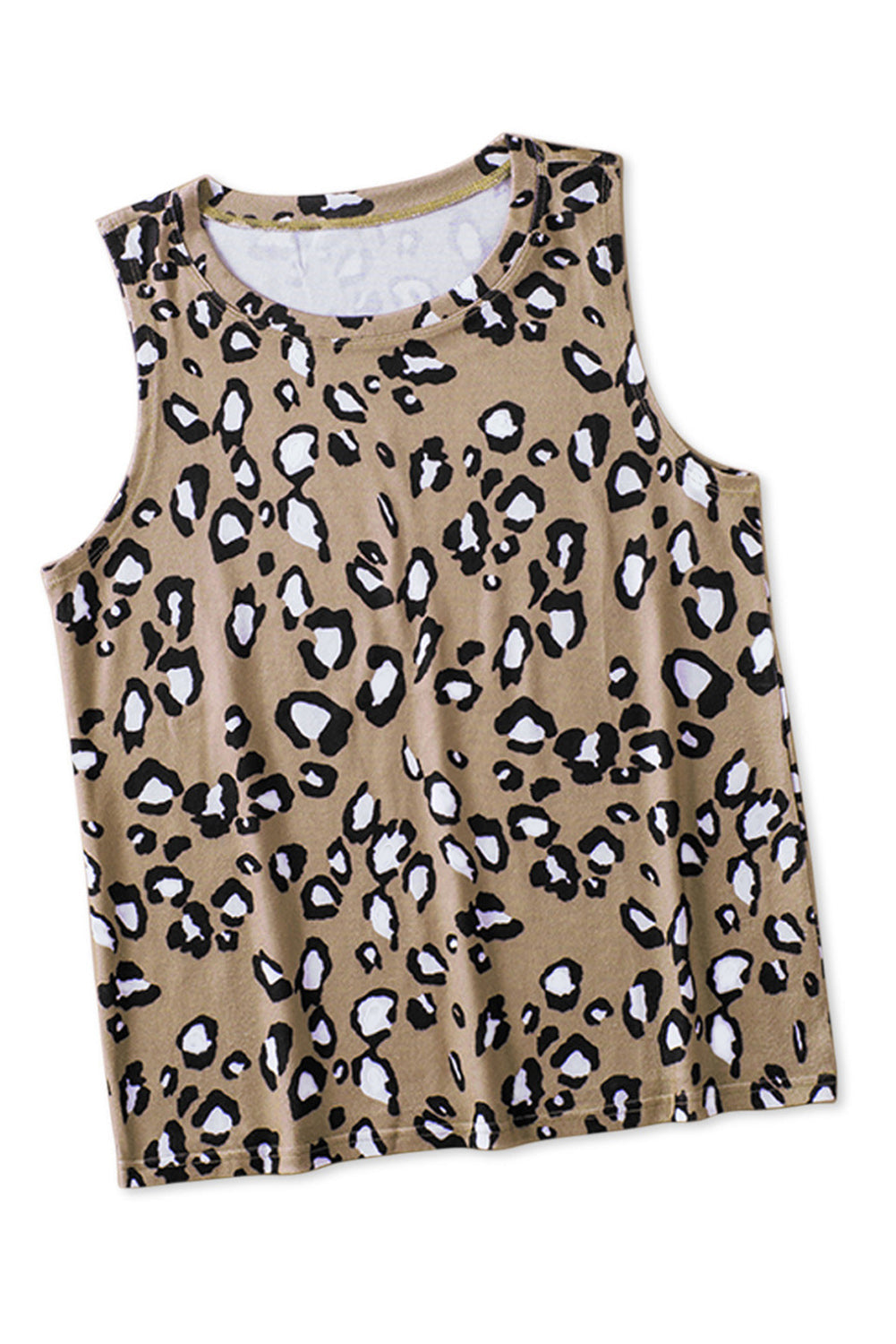 Blue Leopard Print Crew Neck Tank Top