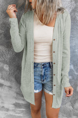 Solid Color Open-Front Buttons Cardigan