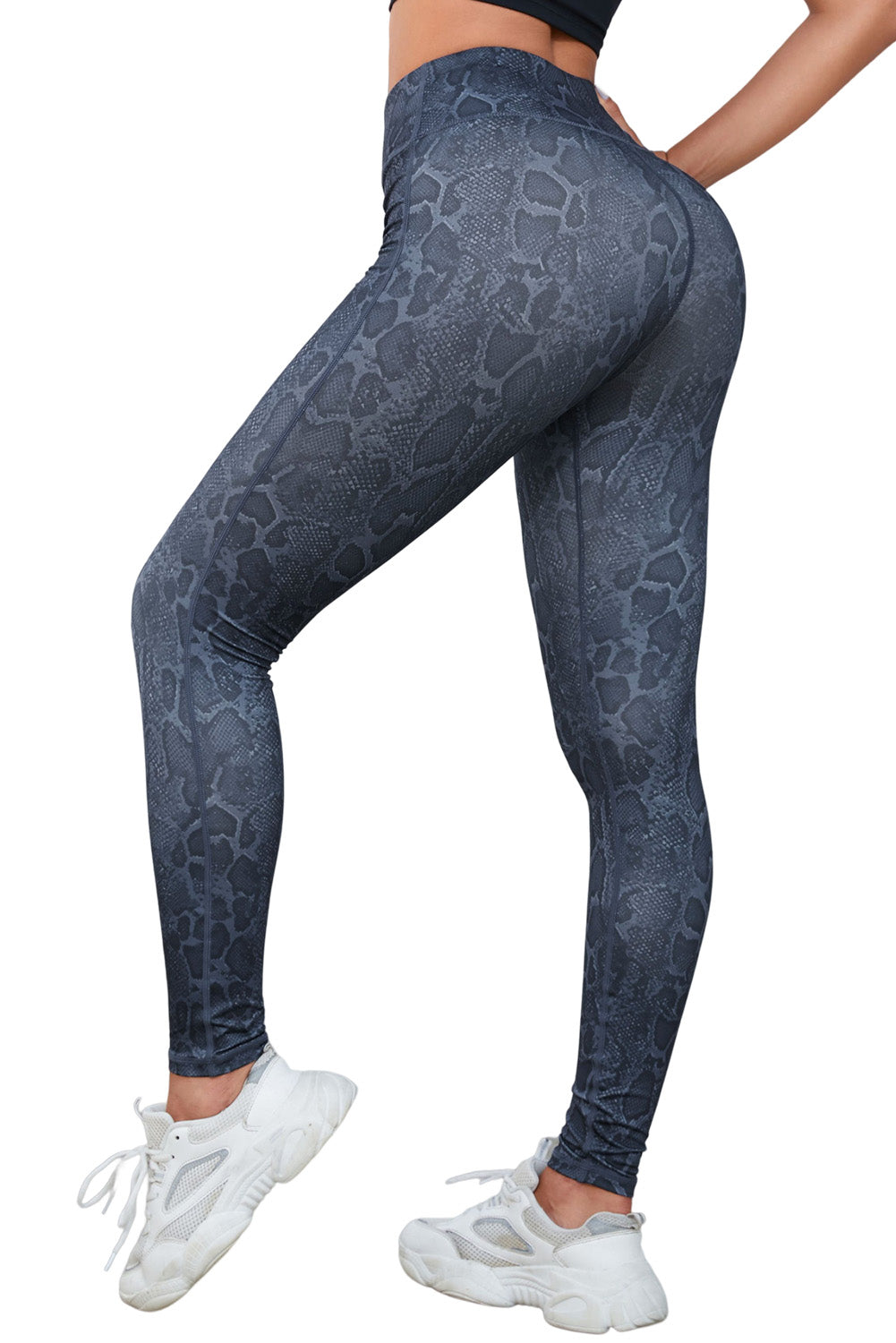 Black Wide Waistband Leopard Leggings