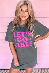 Gray LET'S GO GIRLS Casual T Shirt Dress