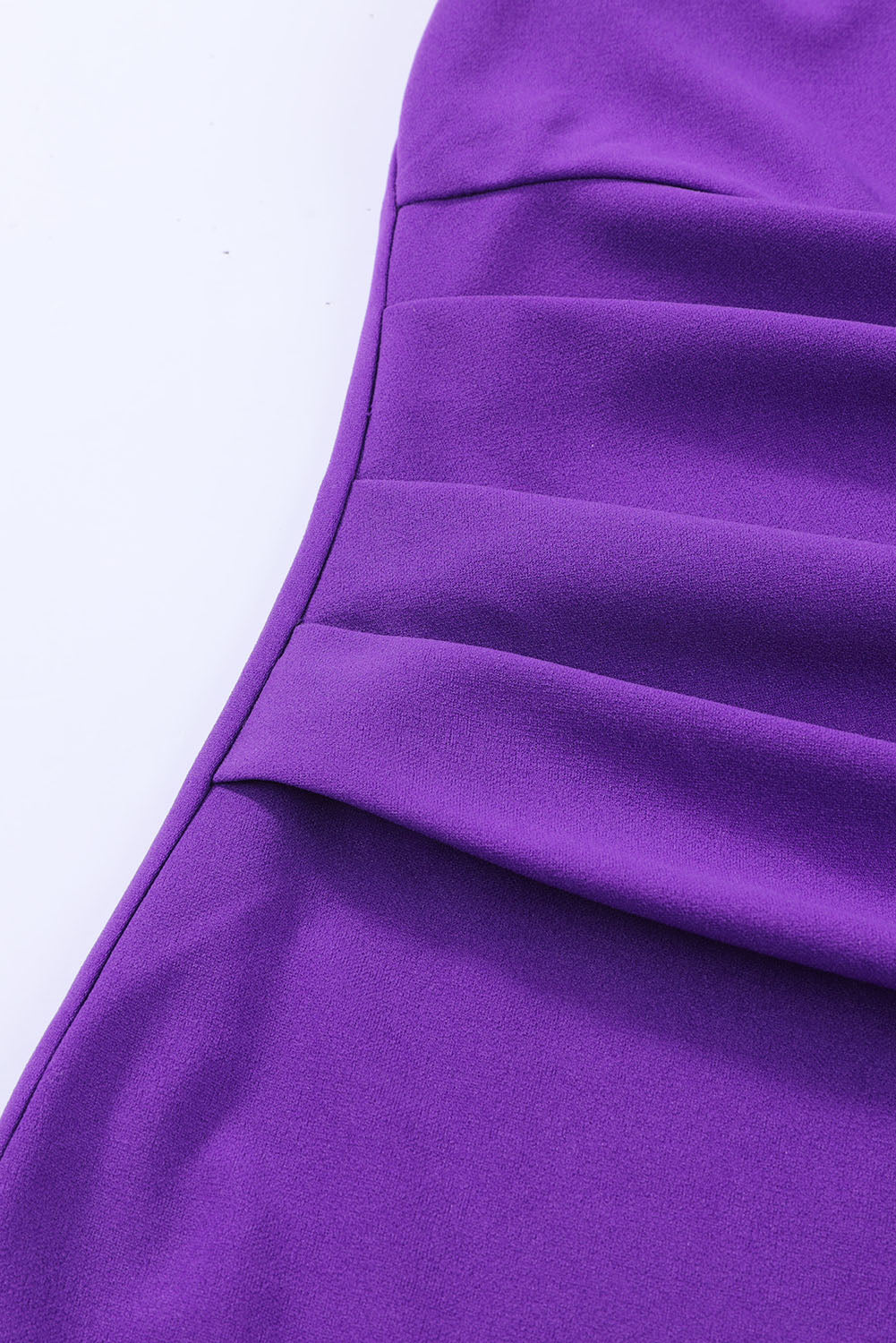 Purple Plus Size Fit and Flare Pleated V Neck Maxi Dress