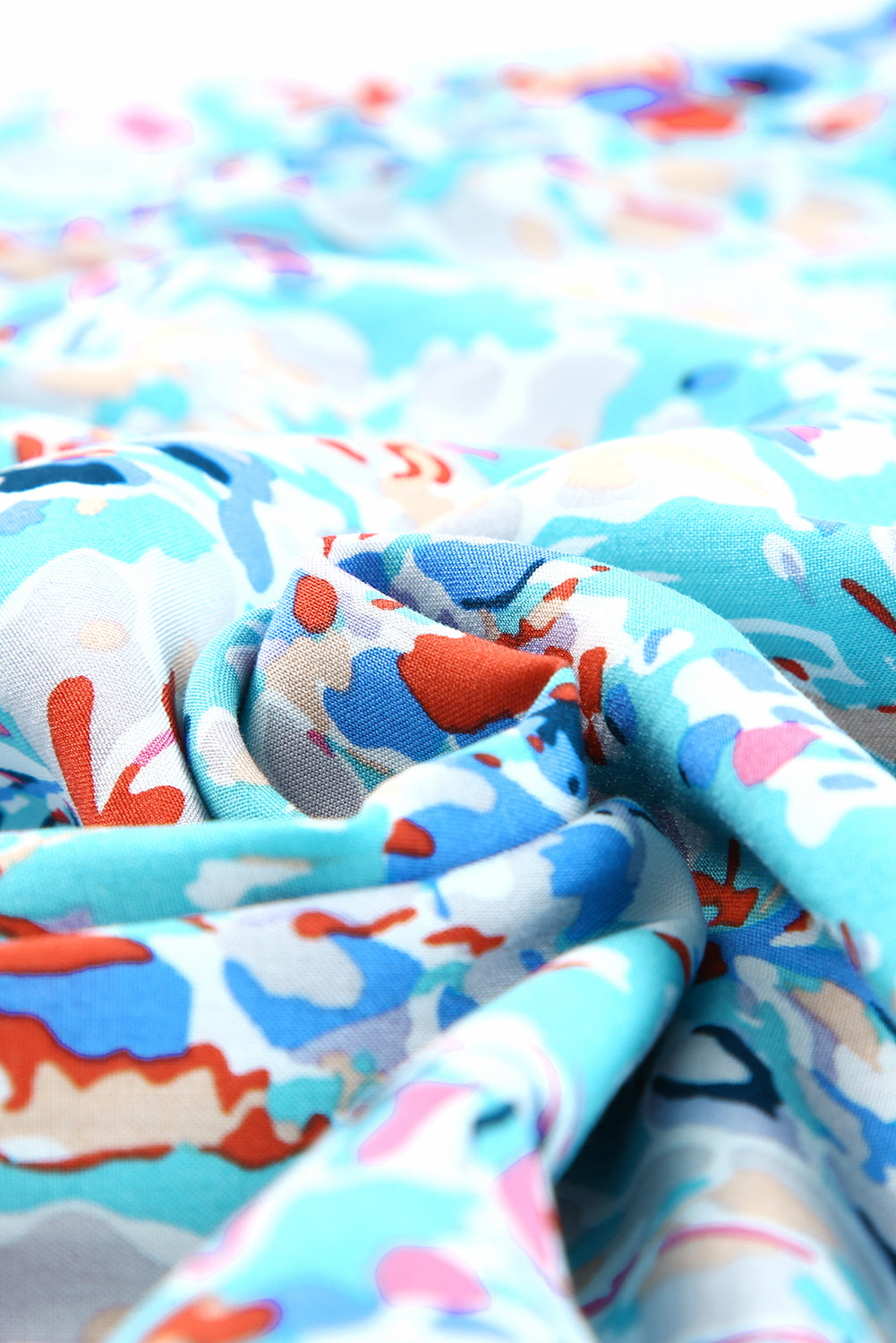 Sky Blue Ruffled Square Neck Floral Dress