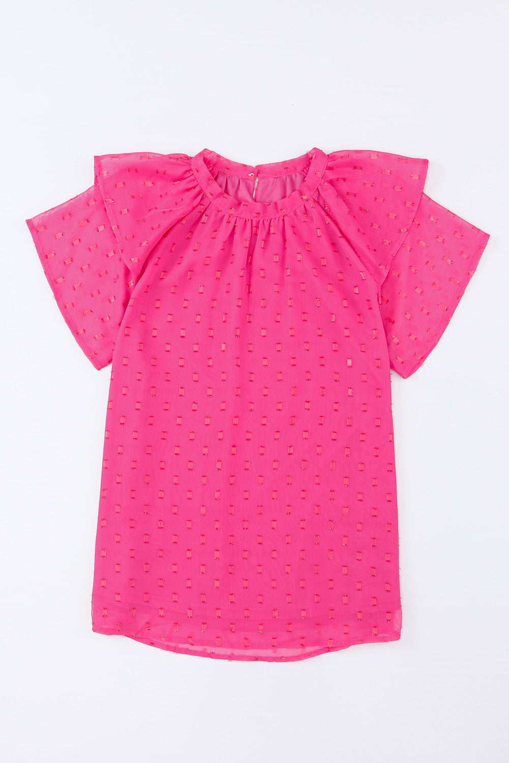 Rose Dotted Gold Stamp Tiered Ruffled Short Sleeve Top