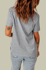 Gray Ripped Solid Color Short Sleeve T Shirt