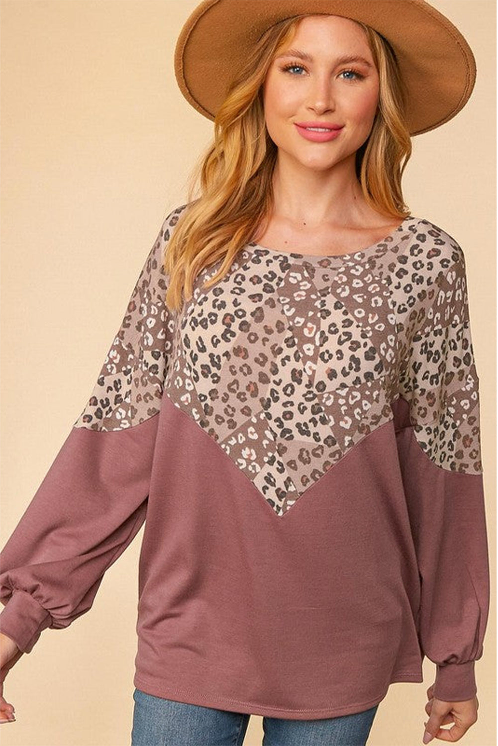 Leopard Animal Print Patchwork Top