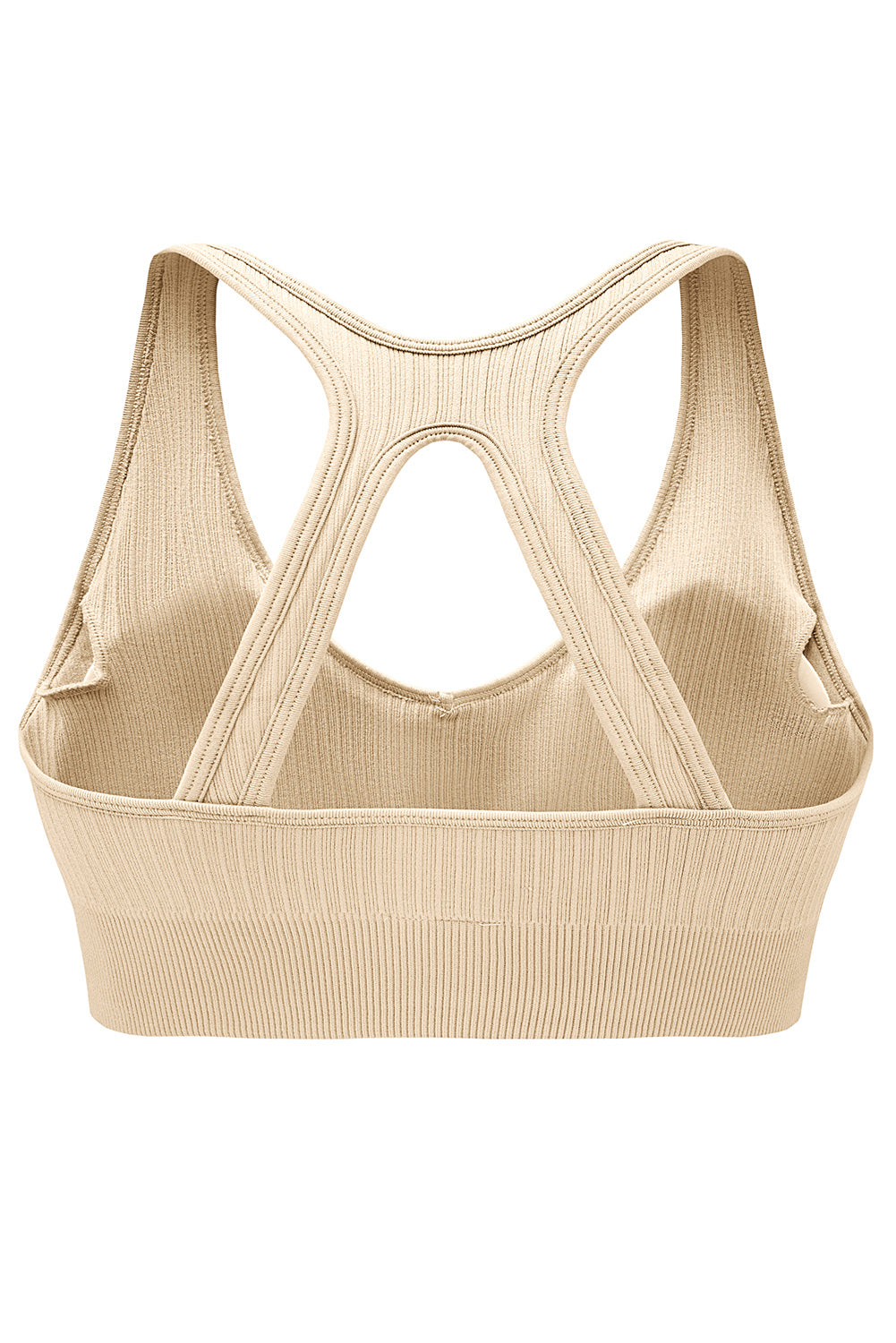 Khaki Ribbed Hollow-out Racerback Yoga Camisole