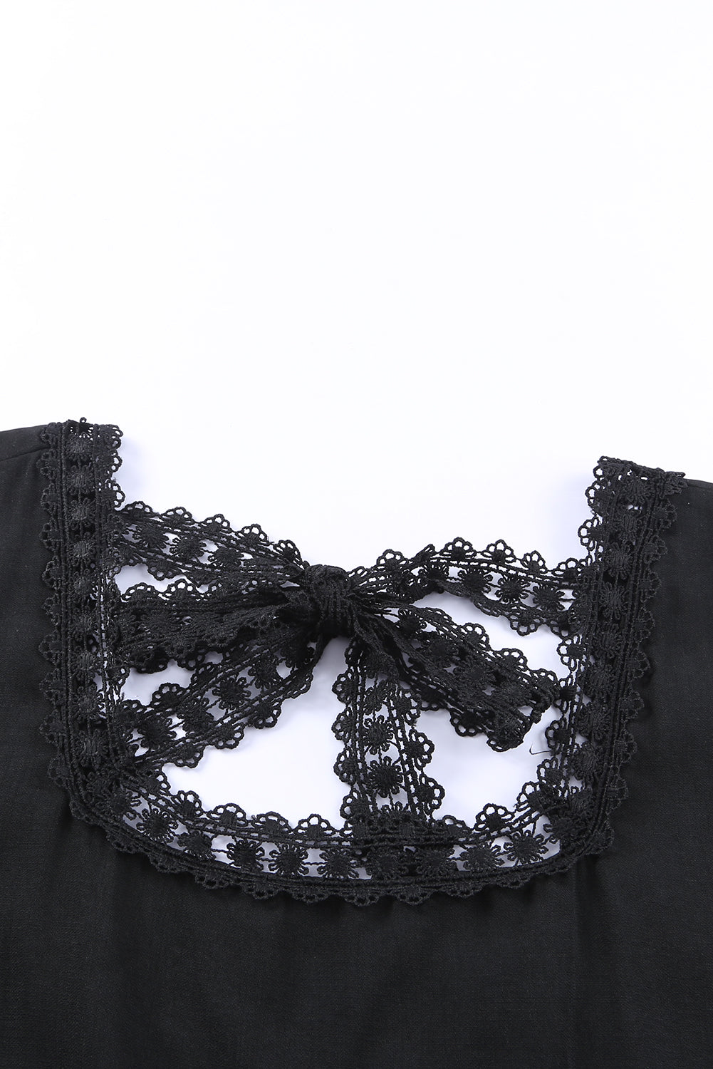 Black Lace Trim Tie Back Plus Size Tiered Swing Dress