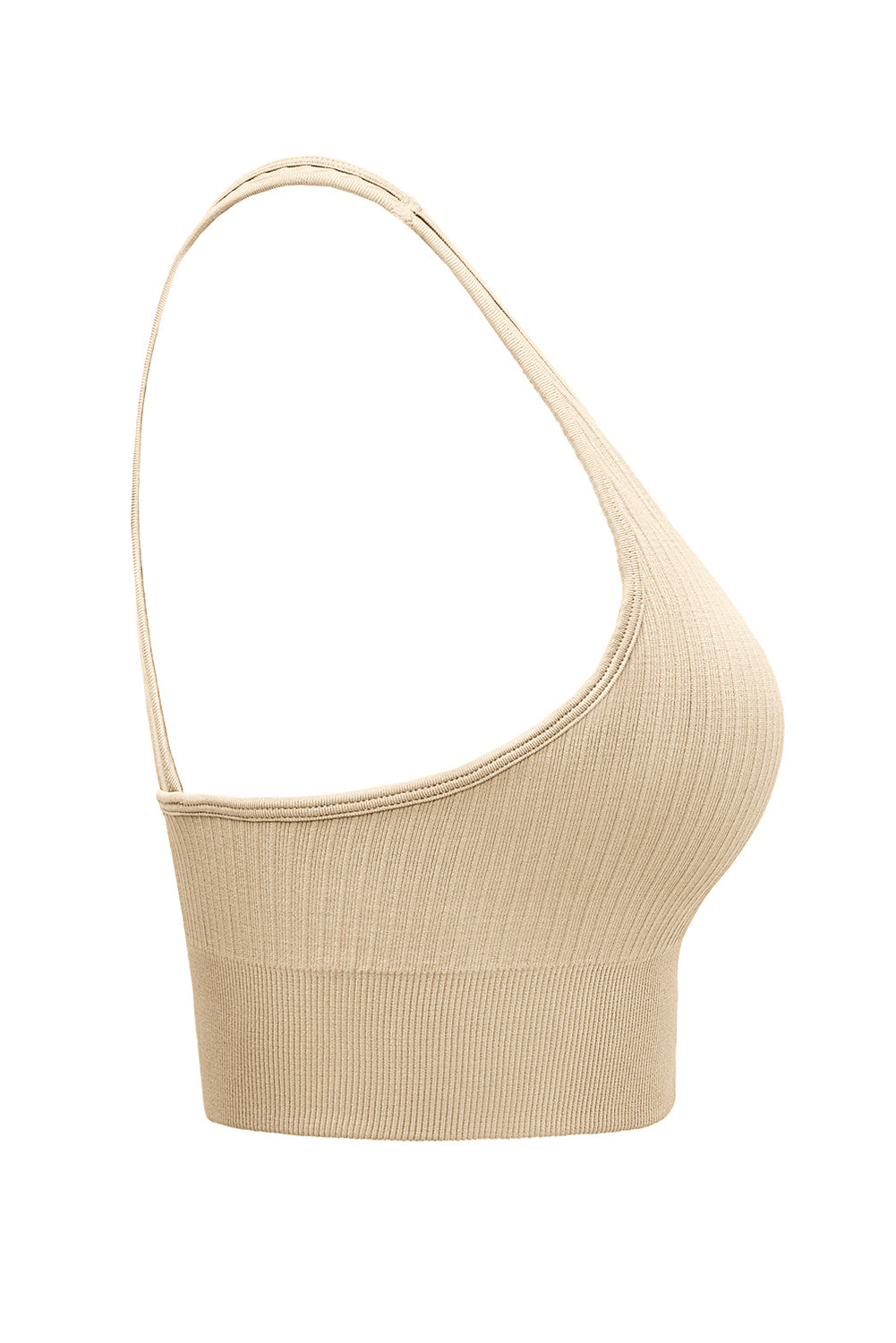 Khaki Ribbed Hollow-out Racerback Yoga Camisole