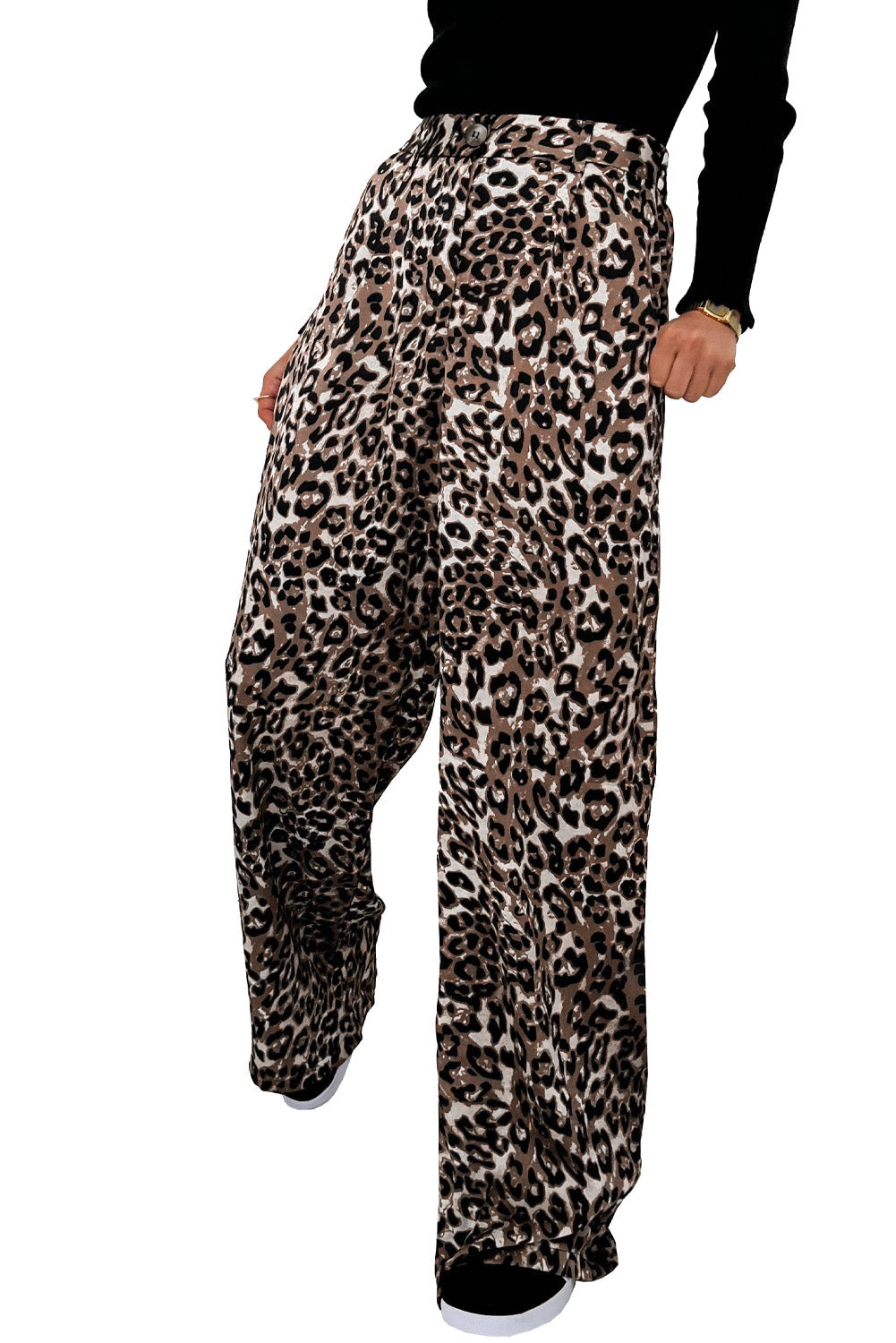 Leopard High Waist Wide Leg Pants