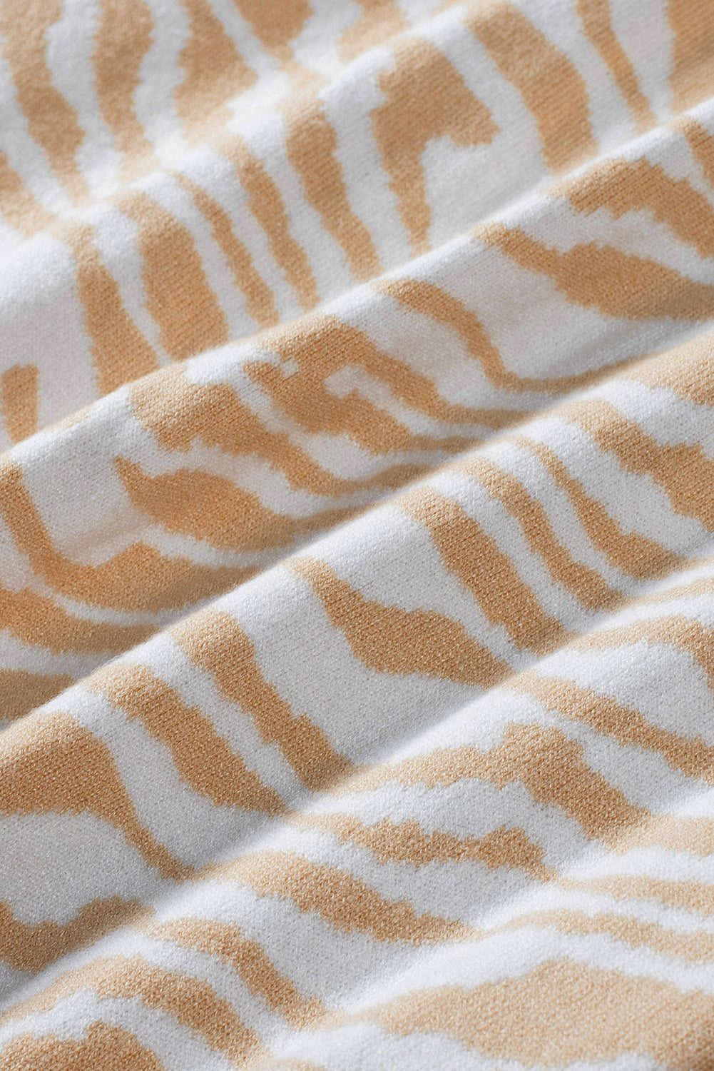 Apricot Zebra Print Open Front Long Cardigan