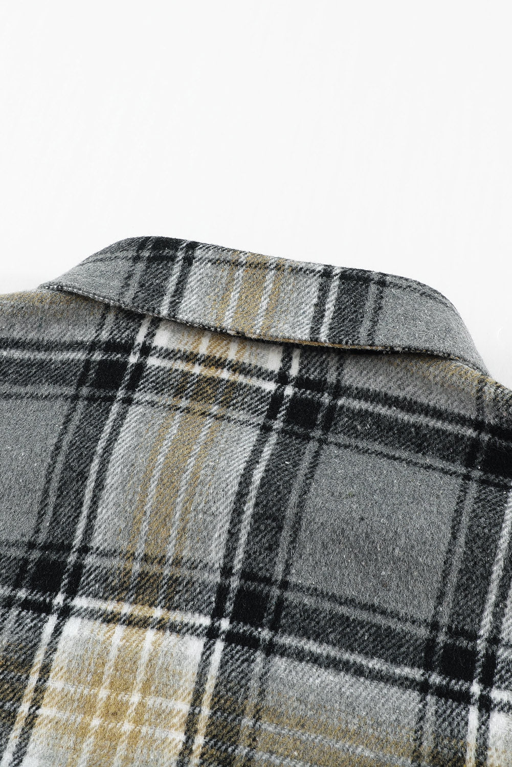 Black Oversize Rounded Hem Plaid Shacket with Slits