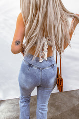 White Paisley Print Spaghetti Straps Tank Top