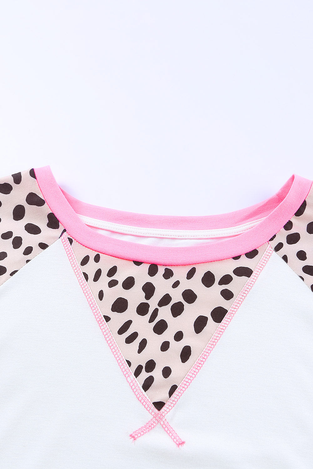 White Leopard Patchwork Long Sleeve Plus Size Top