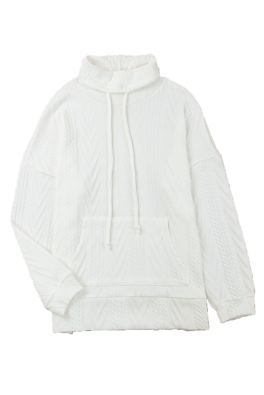 White Cowl Neck Textured Sweatshirt