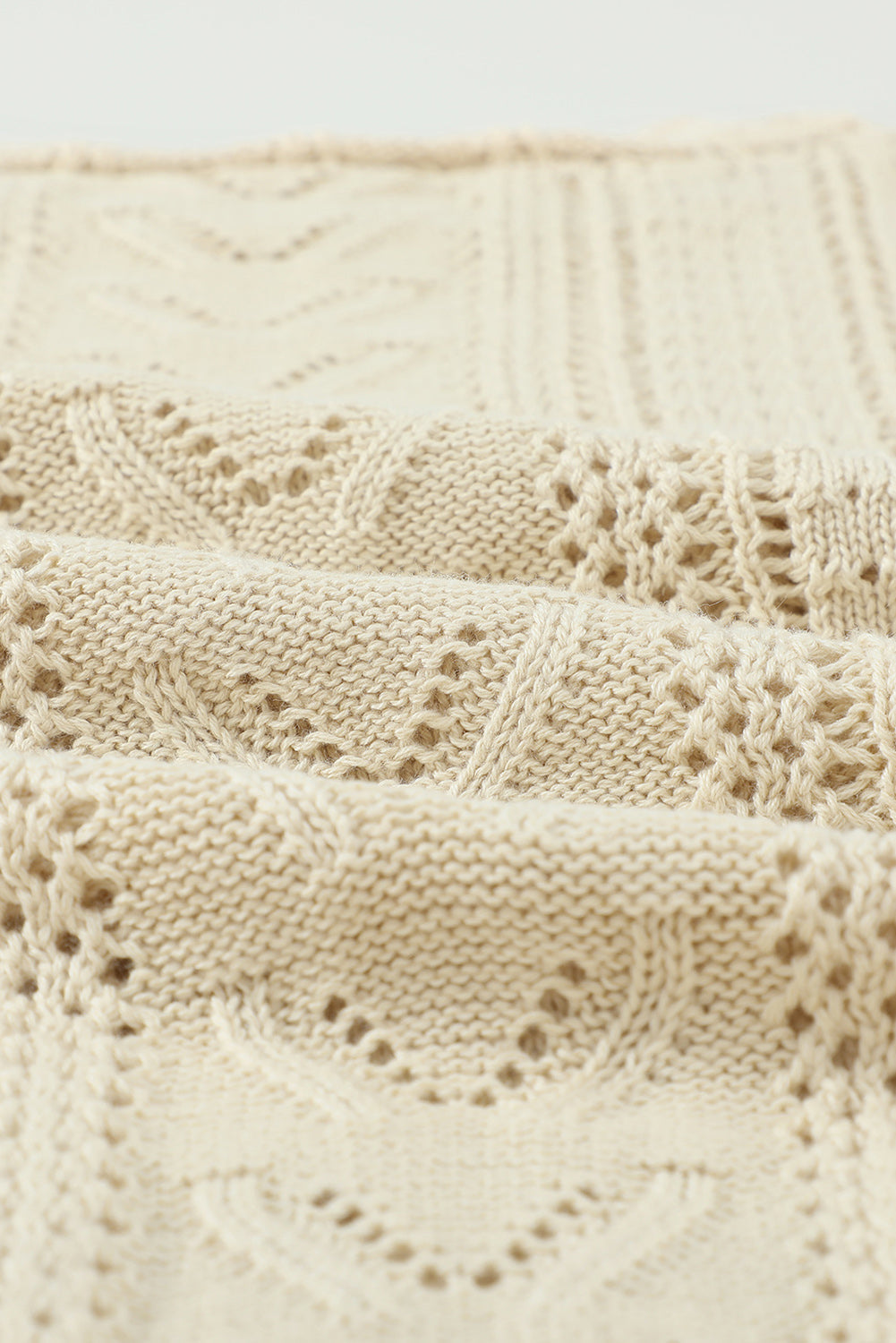 Blue Crochet Lace Pointelle Knit Sweater