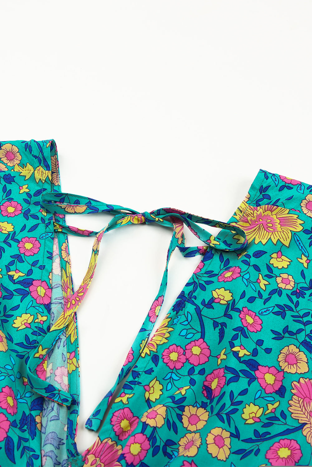 Green Boho Amicgp V Neck Floral Maxi Dress