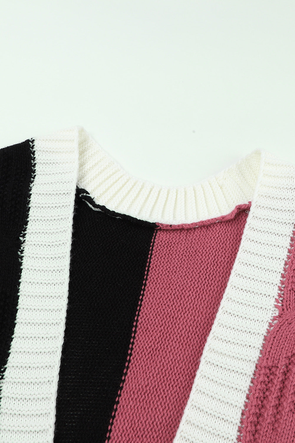 Brown Color Block Loose Open Front Knitted Cardigan
