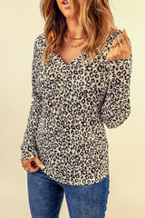 Leopard V Neck Long Sleeve Top