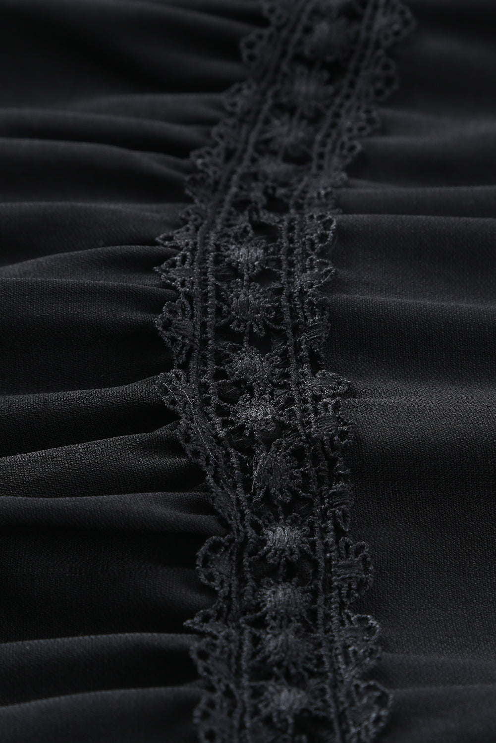 Black Lace Trim Tie Back Plus Size Tiered Swing Dress