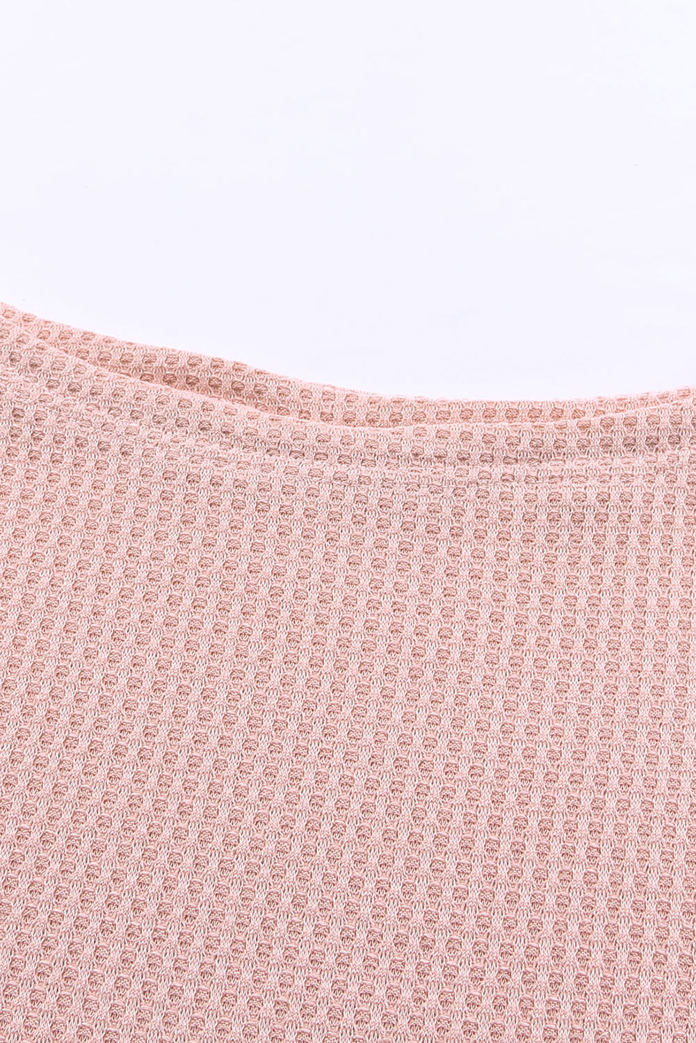 Pink Wide High Straight Neck Waffle Knit Top