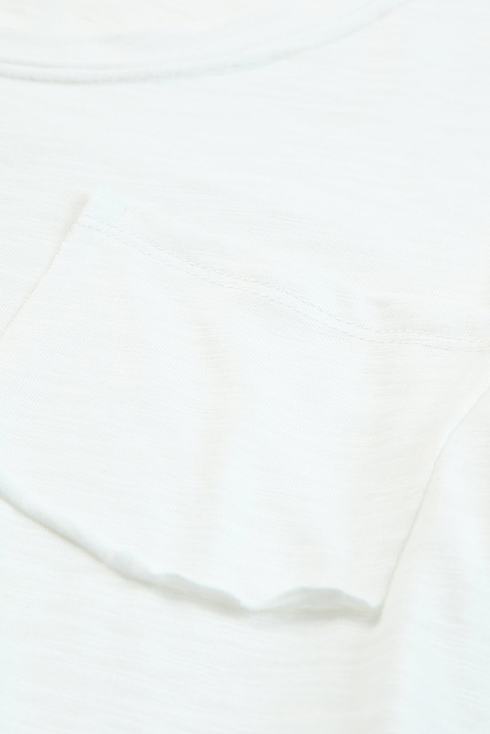 White Plain Basic Long Sleeve Tee with Pocket