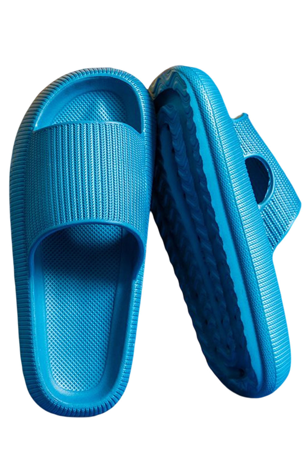 Black Hollow-out Thick Soled Slip On Slippers