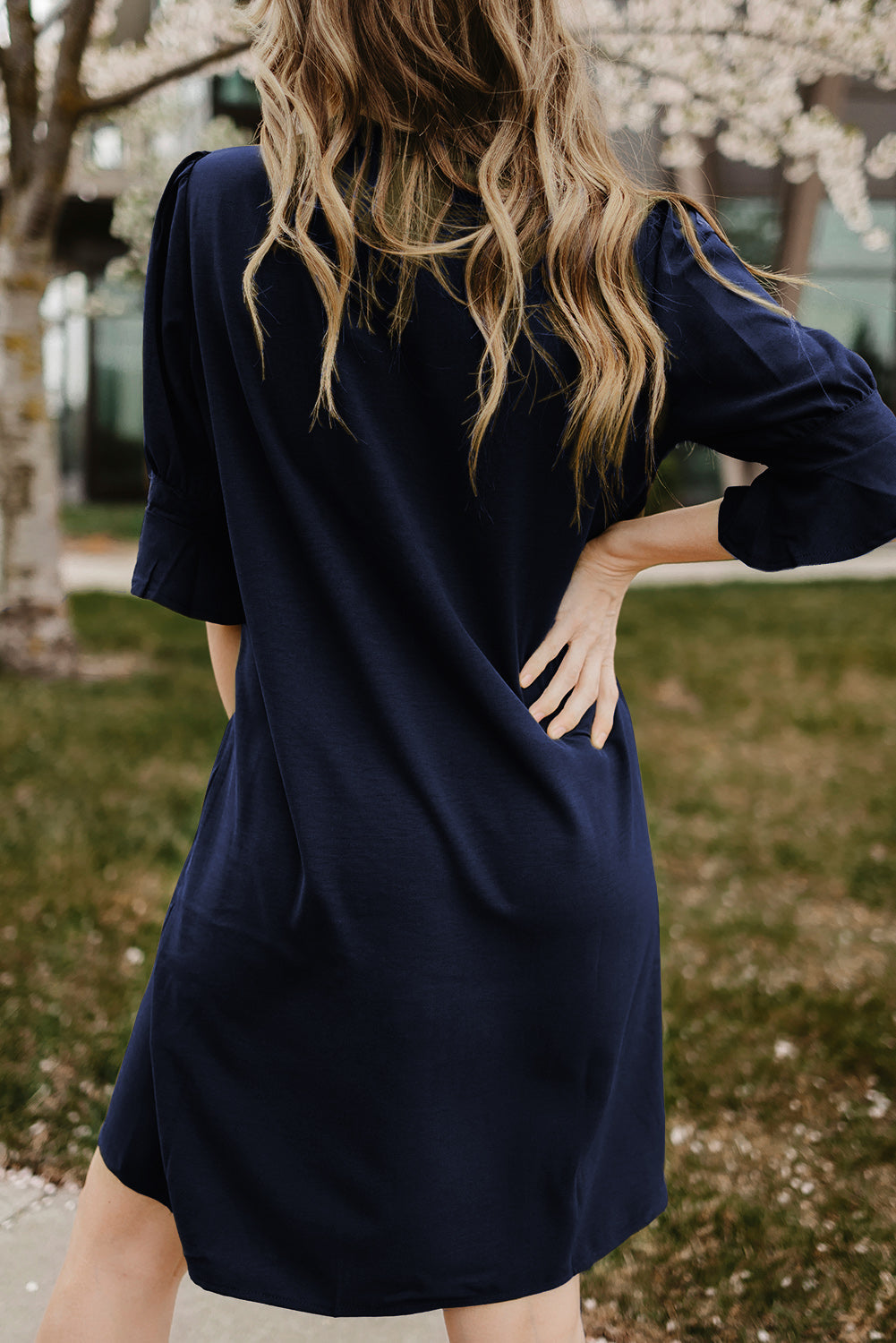Black Ruffled Sleeve Shift Dress