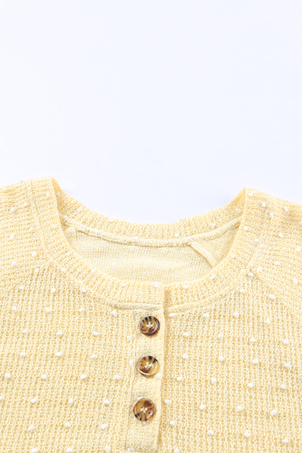 Apricot Swiss Dot Raglan Sleeves Knit Top