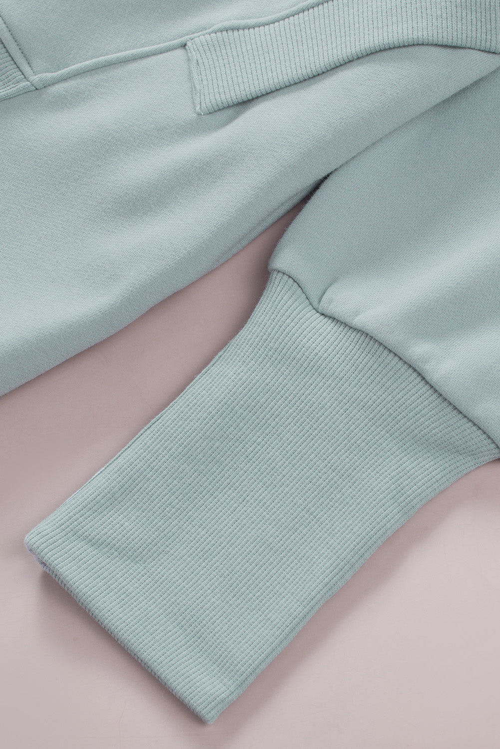 Turquoise Batwing Sleeve Pocketed Henley Hoodie