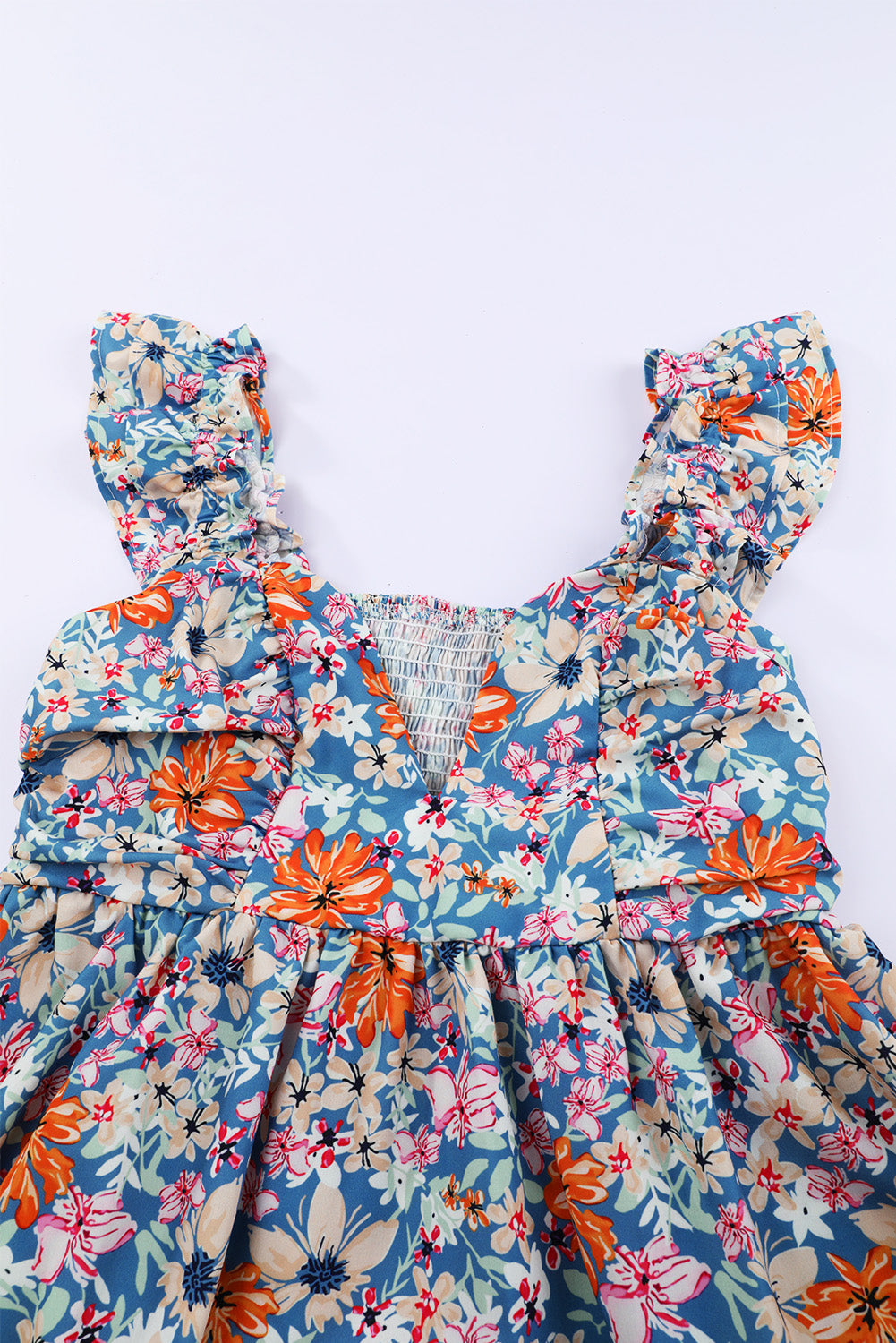 Multicolor Floral Ruffle Straps Sweetheart Peplum Tank