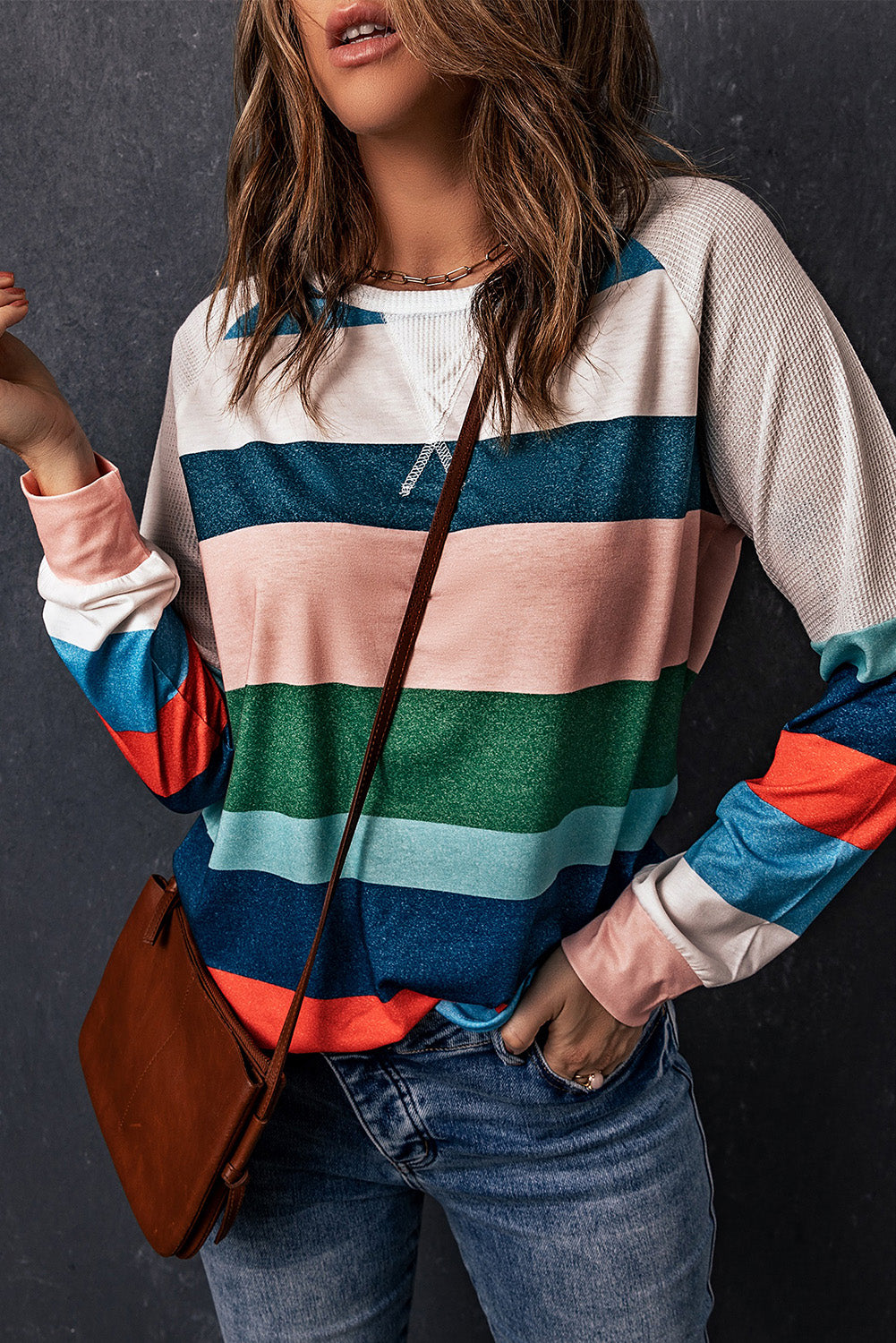 Striped Color Block Long Sleeve Top