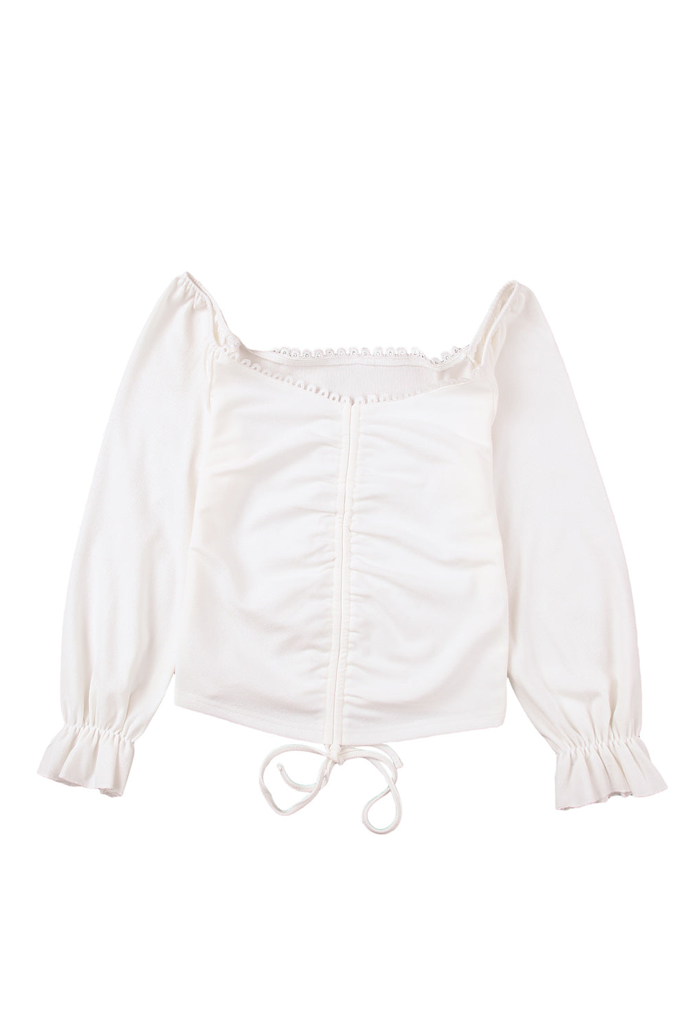 White Drawstring Ruched Off The Shoulder Crop Top