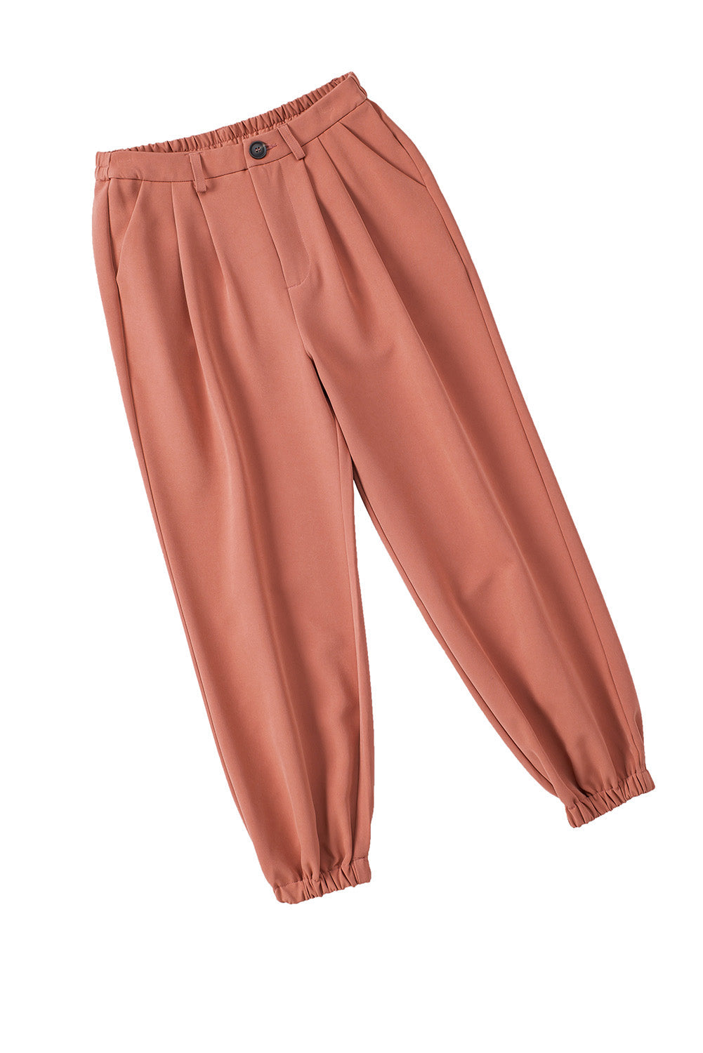 Orange Pockets Ankle-length High Waist Joggers