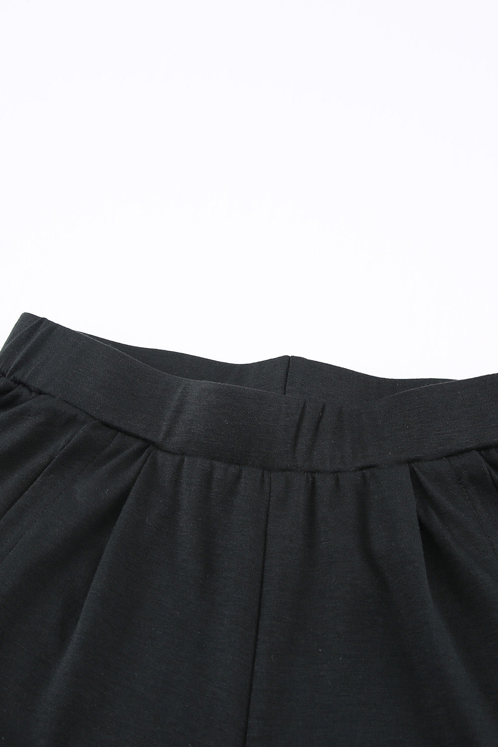 Black Side Slit Wide Leg Mid Waist Pants