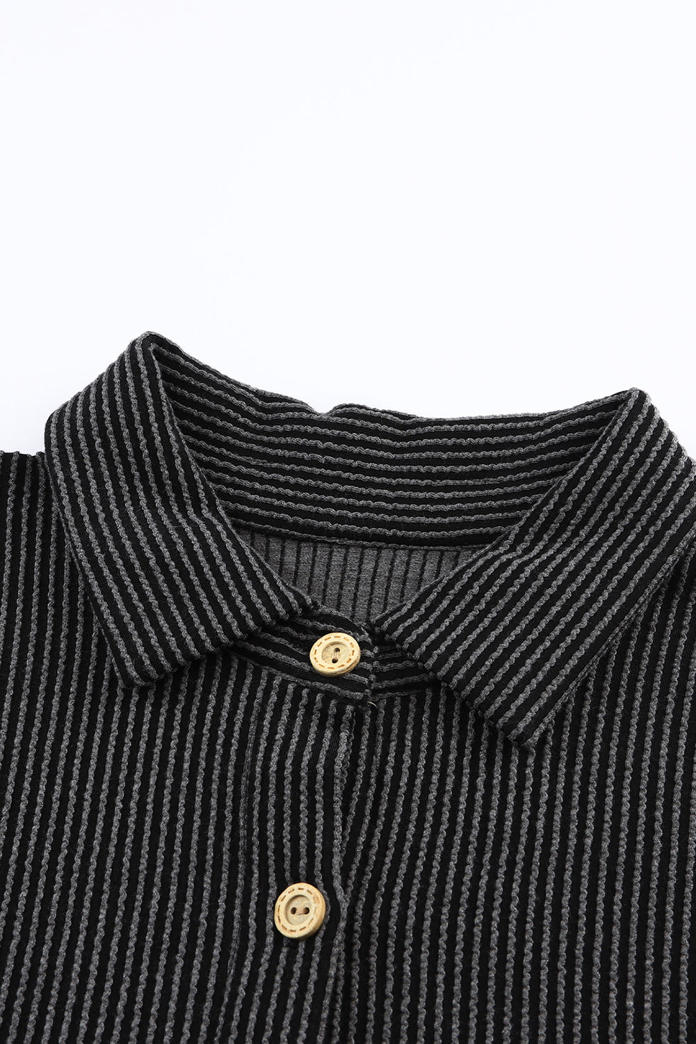 Sky Blue Roll Tab Sleeve Ribbed Cording Shacket