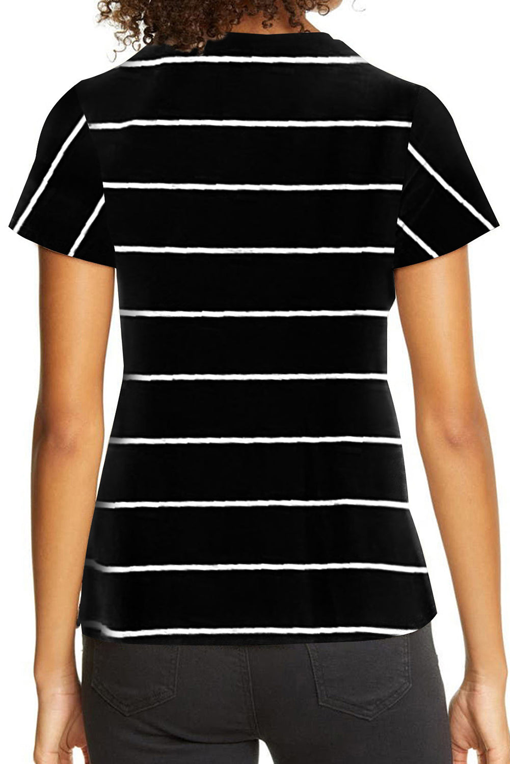 Round Neck Striped Print T-shirt