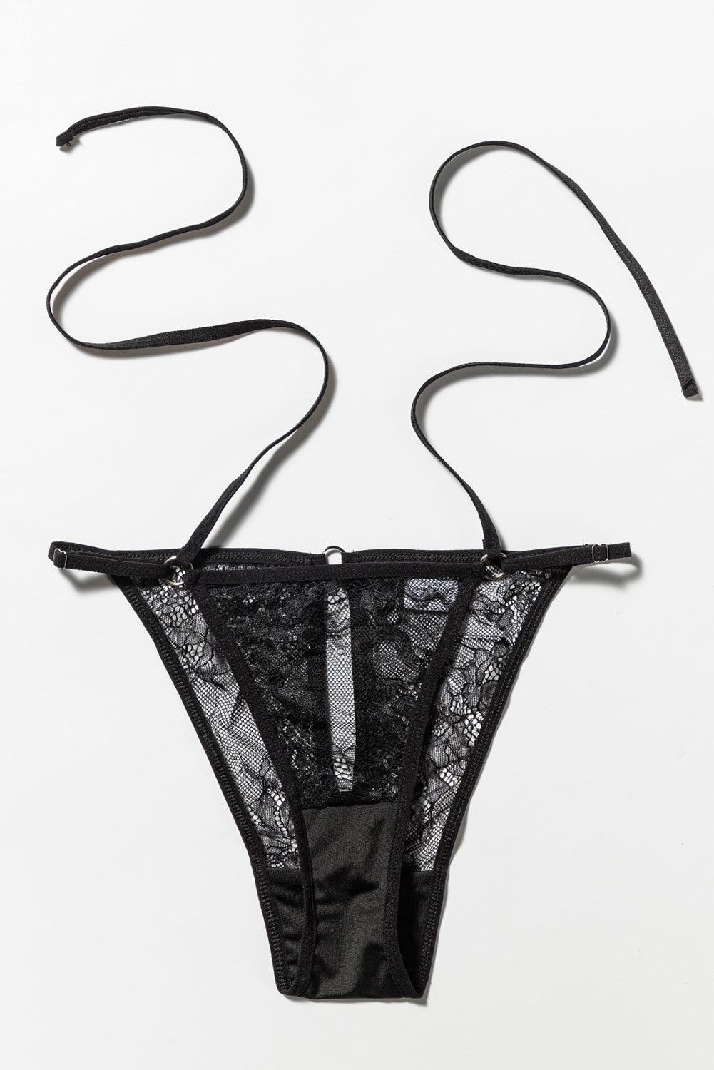 Black Lace Criss Cross Tie Open Back Panty