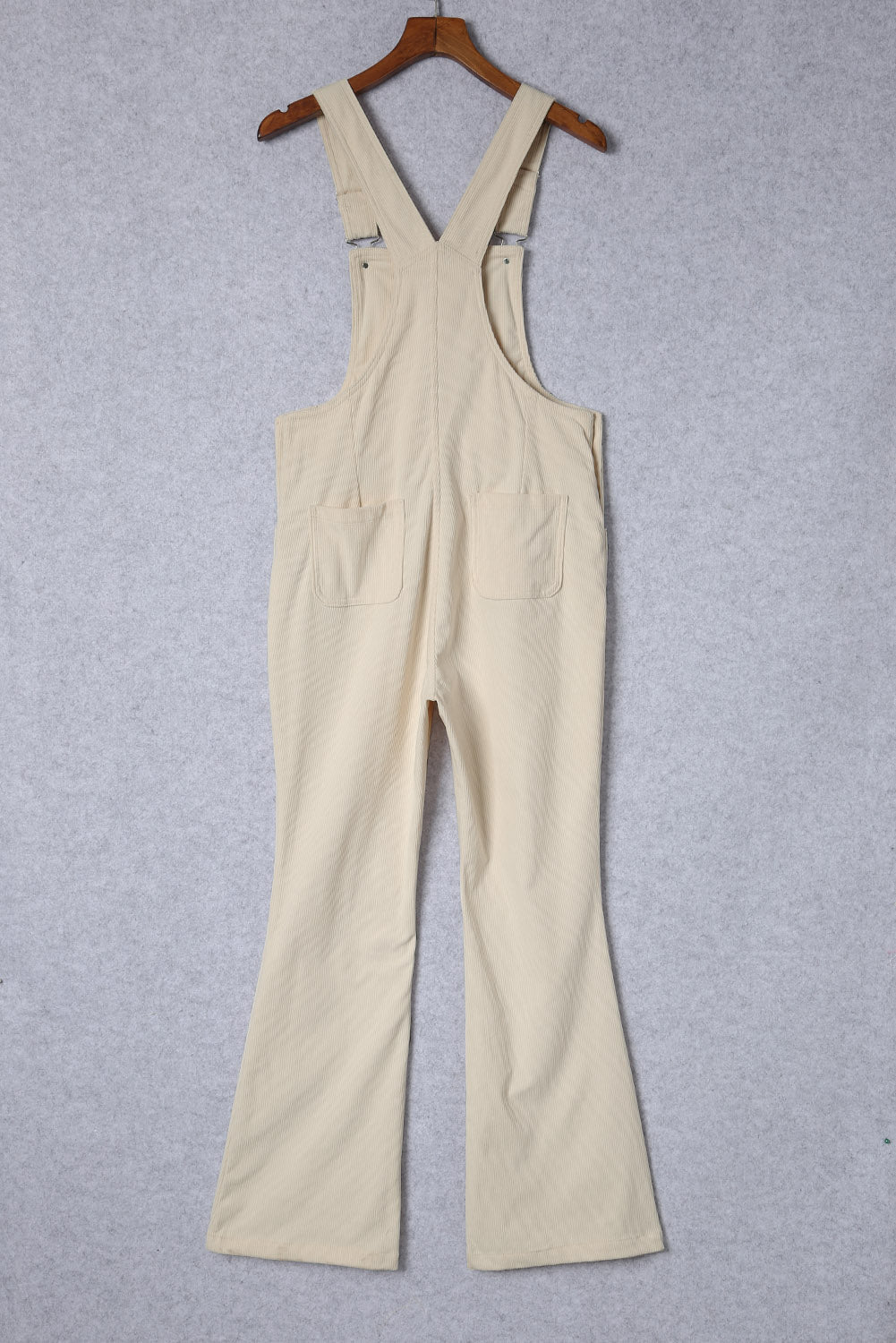 Beige Corduroy Bib Suspender Wide Leg Overall