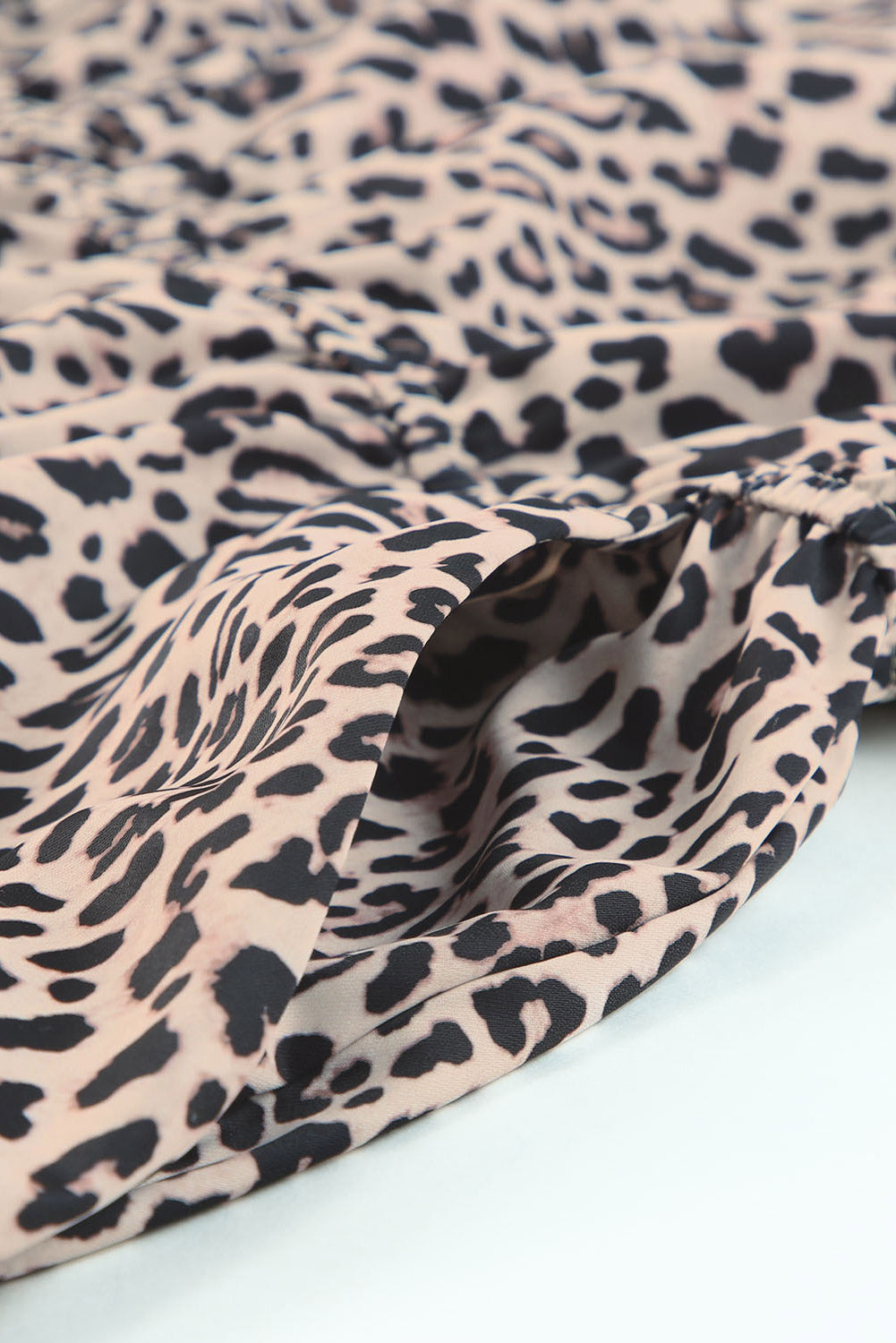 Leopard Cinch Waist Halterneck Pocketed Romper