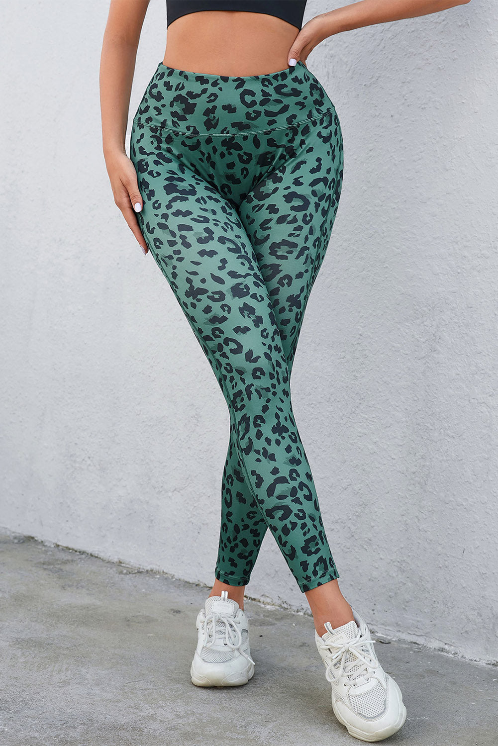 Gray Classic Leopard Print Active Leggings