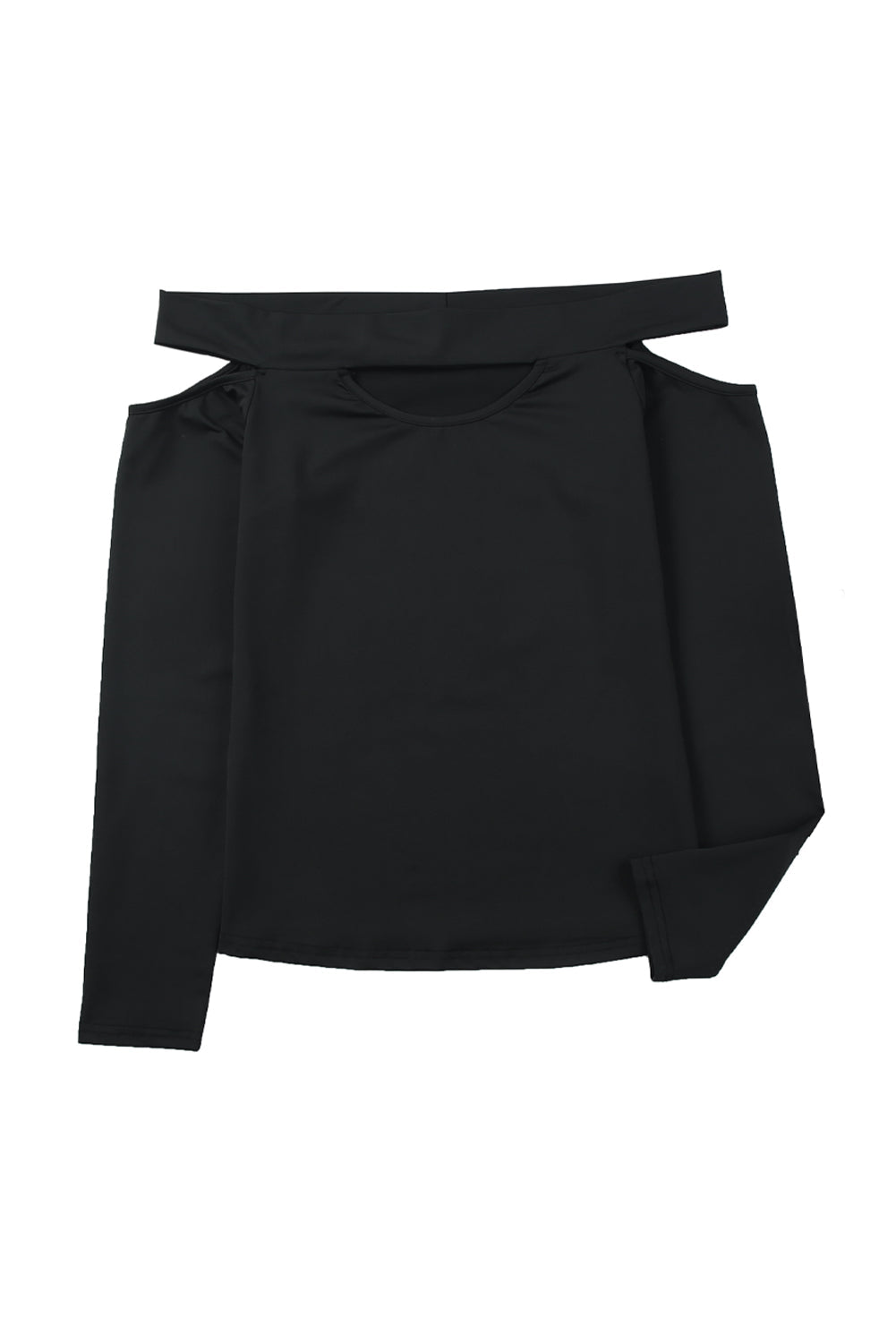 Black Hollow-out Off-the-shoulder Slim Fit Top