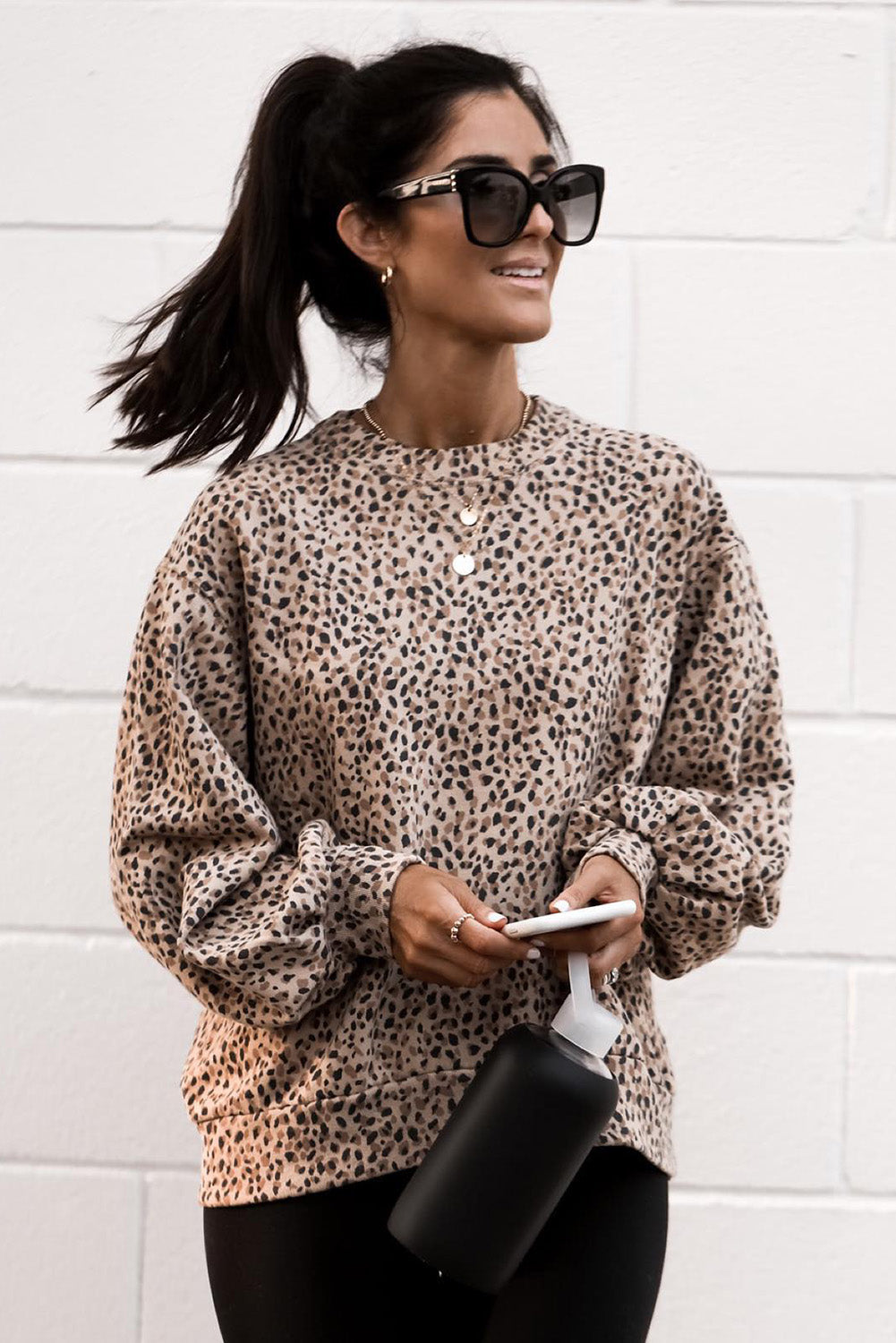 Leopard Boyfriend Crew Neck Leopard Sweatshirt