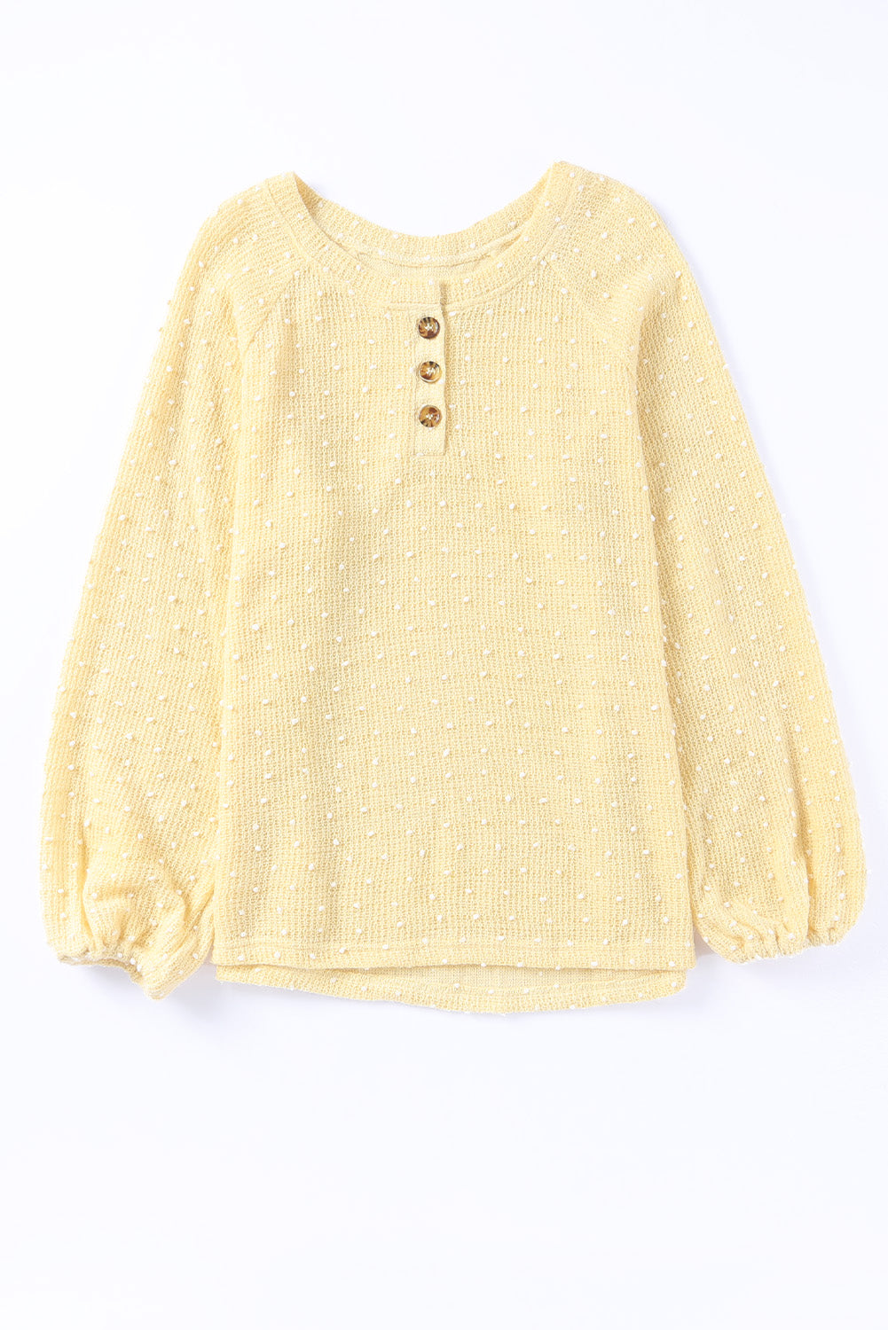 Apricot Swiss Dot Raglan Sleeves Knit Top