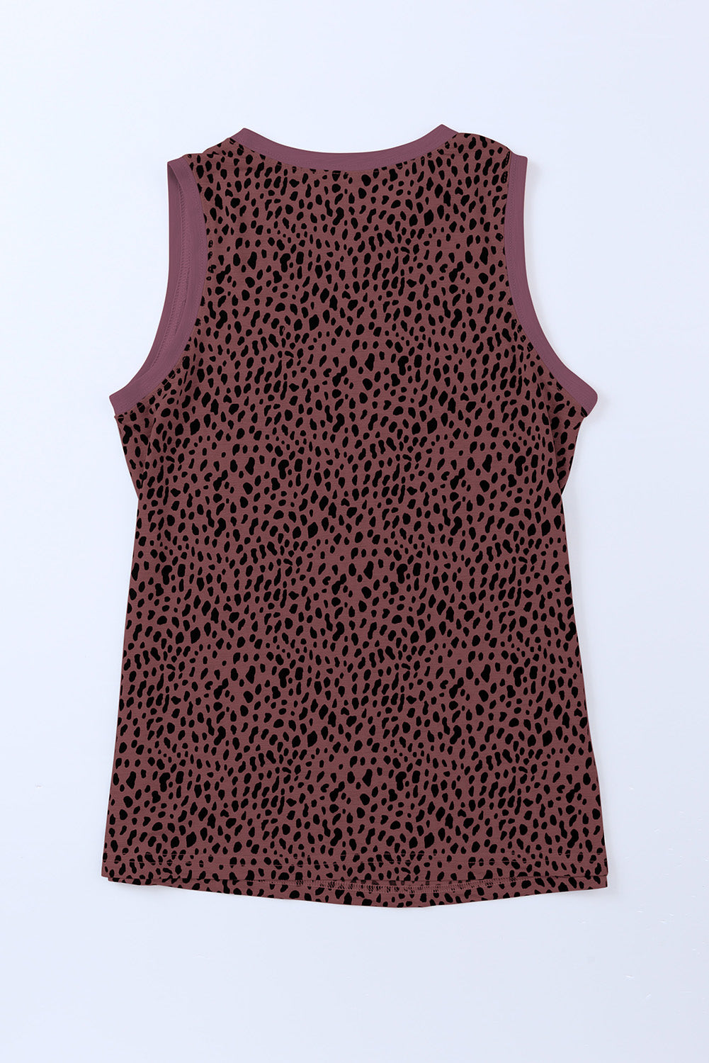 Pink Leopard Print Round Neck Tank Top