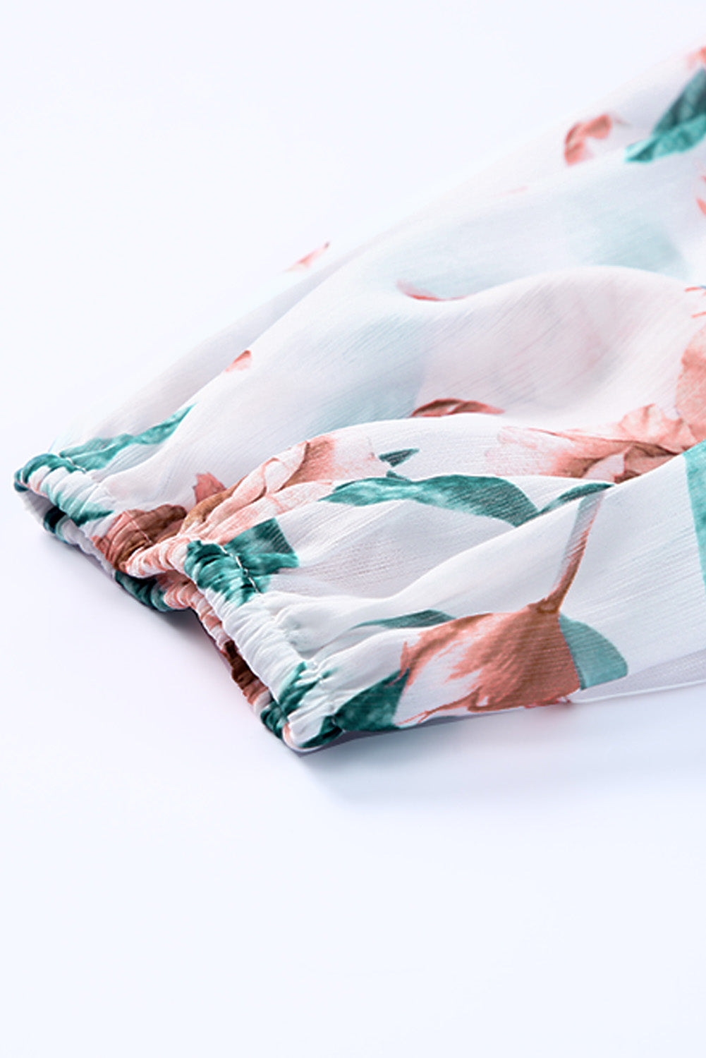 White Loose Bubble Sleeves Floral Print Dress
