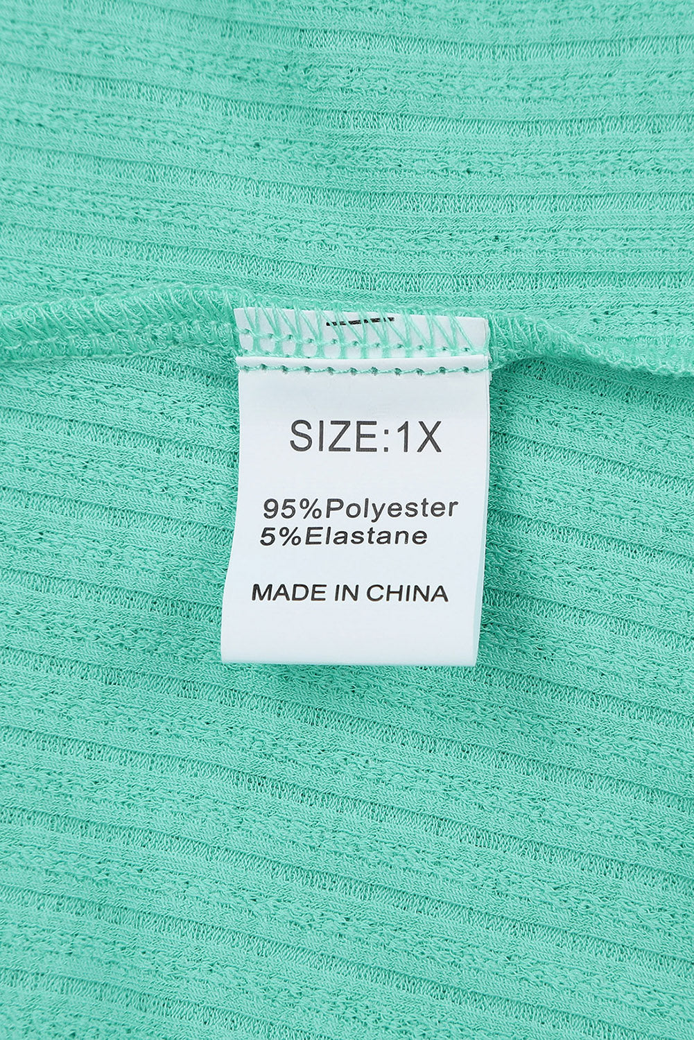 Green Plus Size Ruched Rib Drawstring V Neck Top