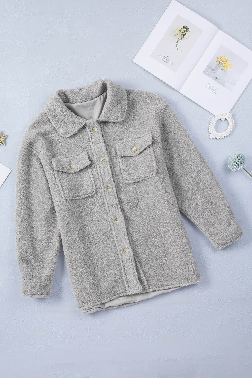 Brown Flap Pockets Button Front Jacket